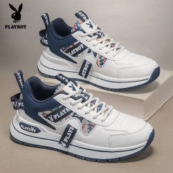 PLAYBOY 男鞋2026新款时尚潮流休闲鞋正品软底舒适运动跑鞋白蓝41