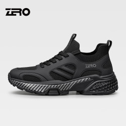ZERO 零度zero男鞋2026秋季新款时尚百搭透气飞织运动鞋增高缓震休闲跑步鞋 黑色 41