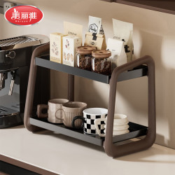 美丽雅 桌面置物架厨房碗碟木纹收纳架杯架宿舍办公室高级感储物架子 木纹双层置物架
