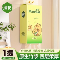 漫花 绿熊悬挂抽纸250抽家用悬挂式大包餐巾卫生纸厕纸卫生纸巾TK2