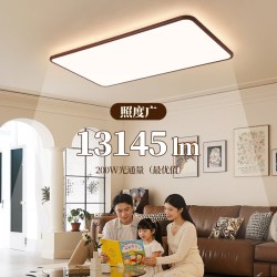 雷士 照明中古风吸顶灯超亮胡桃木纹客厅卧室灯全屋灯具悬浮光
