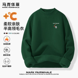 马克华菲 双股重磅半高领毛衣