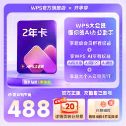 金山软件 大会员2年官方正版office工具PPT生成pdf转换编辑WPS AI写公式