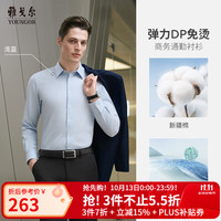 雅戈尔 长袖衬衫男棉弹面料DP免烫衬衫条纹衬衫免烫 浅蓝VLDD119666IJY 37