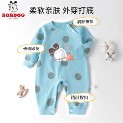 巴布豆 婴幼儿爬服春秋衣服婴儿连体衣A类宝宝连身哈衣居家外出服