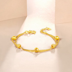 周六福 双层圆珠 黄金手链 AA072322 约5.83g 16+2cm