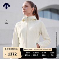 迪桑特 女款防泼水连帽收腰加绒运动休闲外套新品 CR-奶油色 M (165/84A)