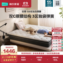 林氏家居 乳胶床垫1.8米x2米双人家用记忆棉云撑垫子分区独立弹簧垫CDT112