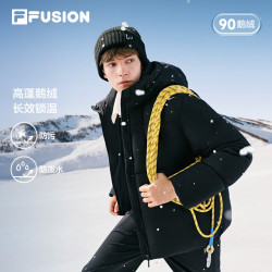 斐乐 舒芙蕾羽绒服丨FILA FUSION羽绒服男款26冬新款90鹅绒连帽外套 正黑色-BK L 175/96A/L