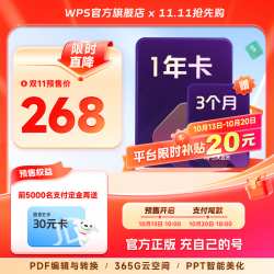 wps 大会员1年卡 AI写PPT WPS for iPad版本可用 含超级会员所有功能+WPS AI功能 PDF转word官方正版 ai排版 电子书AI阅读总结 WPS大会员1年