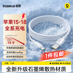 倍思 Type-C数据线 1.2米 织白