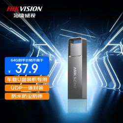 海康威视 USB2.0 金属U盘X301银色 一体封装防尘防水 电脑车载投标高速优盘 星云系列 64GB