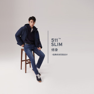 复古日常出街、PLUS会员：Levi's 511 男款修身窄脚牛仔裤 中蓝色 36