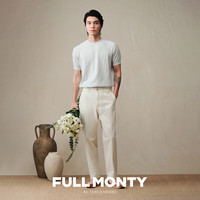 Full Monty 白色水洗斜纹棉 松紧腰 L 男士休闲裤