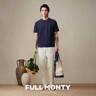 Full Monty 白色水洗斜纹棉 松紧腰 L 男士休闲裤