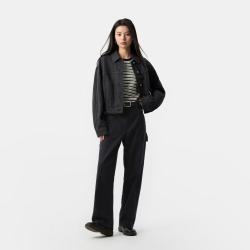 Gap 女装春季款纯棉挺括无弹中腰直筒宽松工装牛仔裤727746