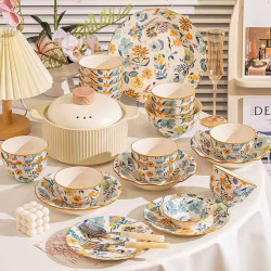CERAMICS 釉下彩碗碟套装2026新款家用陶瓷碗盘碗筷碟餐具套装乔迁新婚礼物 （釉下彩）4人食18件套礼盒装