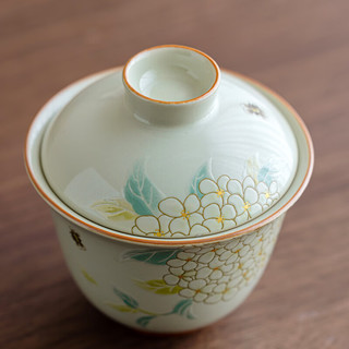 艾风格 绣球花开聚宝盖碗 陶瓷功夫茶具