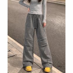 森马 简约百搭休闲裤女宽松显瘦伞兵裤舒适通勤户外运动裤阔腿休闲裤