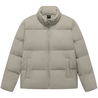 特步 75%绒立领防风加厚羽绒服 正黑色 XL