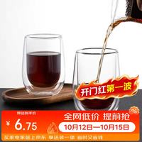 唯铭诺 玻璃水杯电镀高硼硅牛奶咖啡杯家用椭圆形炫彩双层杯350ml