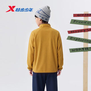 特步 儿童抓绒外套 防风保暖 金穗黄 130cm