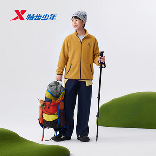 特步 儿童抓绒外套 防风保暖 金穗黄 130cm