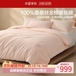 水星家纺 A类100%桑蚕丝春秋被芯60支全棉刺绣四季被子 锦棠全棉桑蚕丝春秋被200×230cm