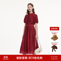 歌莉娅 天丝连衣裙女夏季2026新款法式大方得体掐腰裙子1F4L4K030 53R椒红 S