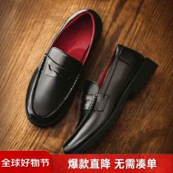 马登 复古老钱风乐福鞋 2026冬季新款莫卡辛方头通勤休闲皮鞋一脚蹬 黑色  41
