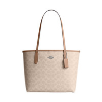 COACH 女士CITY中号单肩托特包沙黄/灰褐CDX82