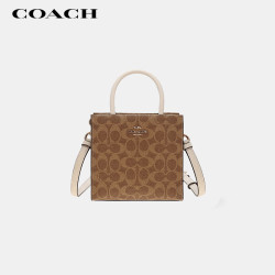COACH 女士CALLY小号单肩斜挎相机包棕拼粉笔白CBQ34