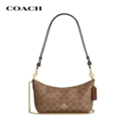 COACH 女士CAITLIN中号单肩斜挎腋下包棕黄CEK80