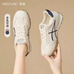 西遇 厚底德训鞋女2026新款春夏小白鞋运动休闲百搭巨好看阿甘鞋子 蓝色