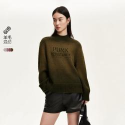 VERO MODA 秋冬毛衣女字母印花渐变废土风高领毛衣个性独特