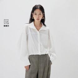 ONLY 秋季质感小翻领夹克风短款长袖衬衫女