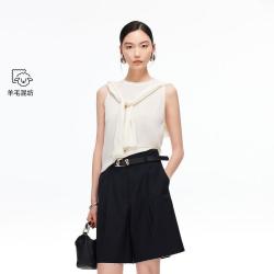 VERO MODA 秋含羊毛无袖纯色亮钻上衣专柜同款针织背心女
