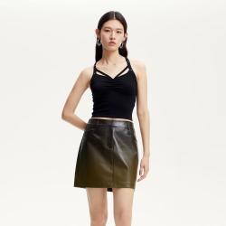 VERO MODA 半身裙秋款PU高腰渐变色双侧插袋短裙时尚洋气
