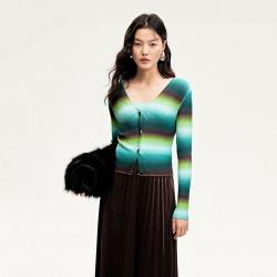 VERO MODA 针织衫女秋V领渐变吊带两件套时尚显瘦高级感专柜同款