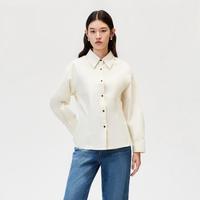 VERO MODA 秋衬衫女收腰纯色基础百搭白衬衫时尚通勤高级感职场