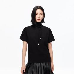 VERO MODA 秋纯棉领部飘带吊坠上衣休闲百搭专柜同款T恤女