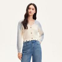 VERO MODA 针织衫v领渐变亮片磨破短款针织衫时尚减龄秋冬专柜同款