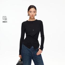 VERO MODA 26秋新品交叉不规则下摆项链上衣百搭通勤针织衫女
