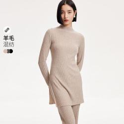 VERO MODA 秋冬亮丝开叉设计竖坑条半高领针织上衣修身高级感