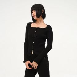 ONLY 秋季方领都市休闲修身长袖针织衫女