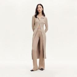 VERO MODA 休闲裤纯色竖坑条针织微喇长裤时尚慵懒专柜同款帅气