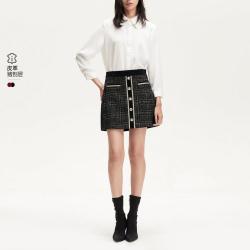 VERO MODA 秋A字包臀猪剖层革皮裙百搭通勤高级感洋气半身裙