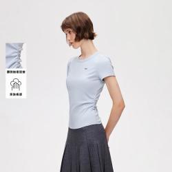 ONLY 2026秋季新款侧腰抽褶肩圆领正肩短袖T恤女