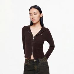 ONLY 秋季休闲密织螺纹氛围感连帽针织衫女可外穿