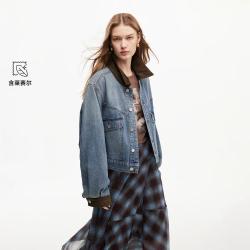ONLY 2026秋季新款灯芯绒翻领拼接设计牛仔外套女